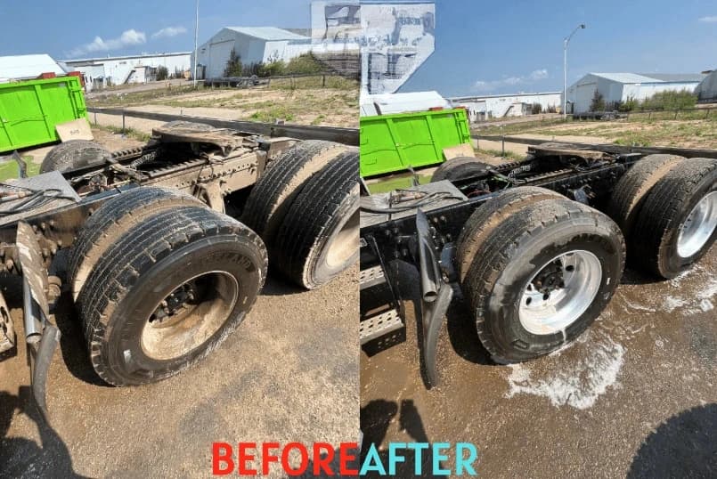 Parma Power Washing team cleaning commercial fleet vehicles in Parma